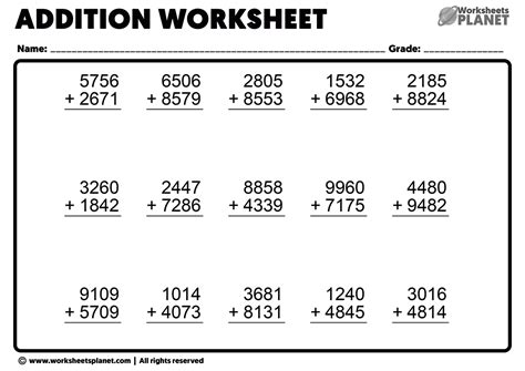 4 digit number addition worksheet|Addition 4 Digit Worksheets 3rd Grade .
